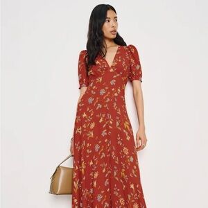 Reformation Naira Dress Red